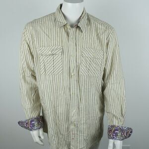 7‎ For All Mankind Men's Flip Cuff Shirt Size Large Beige